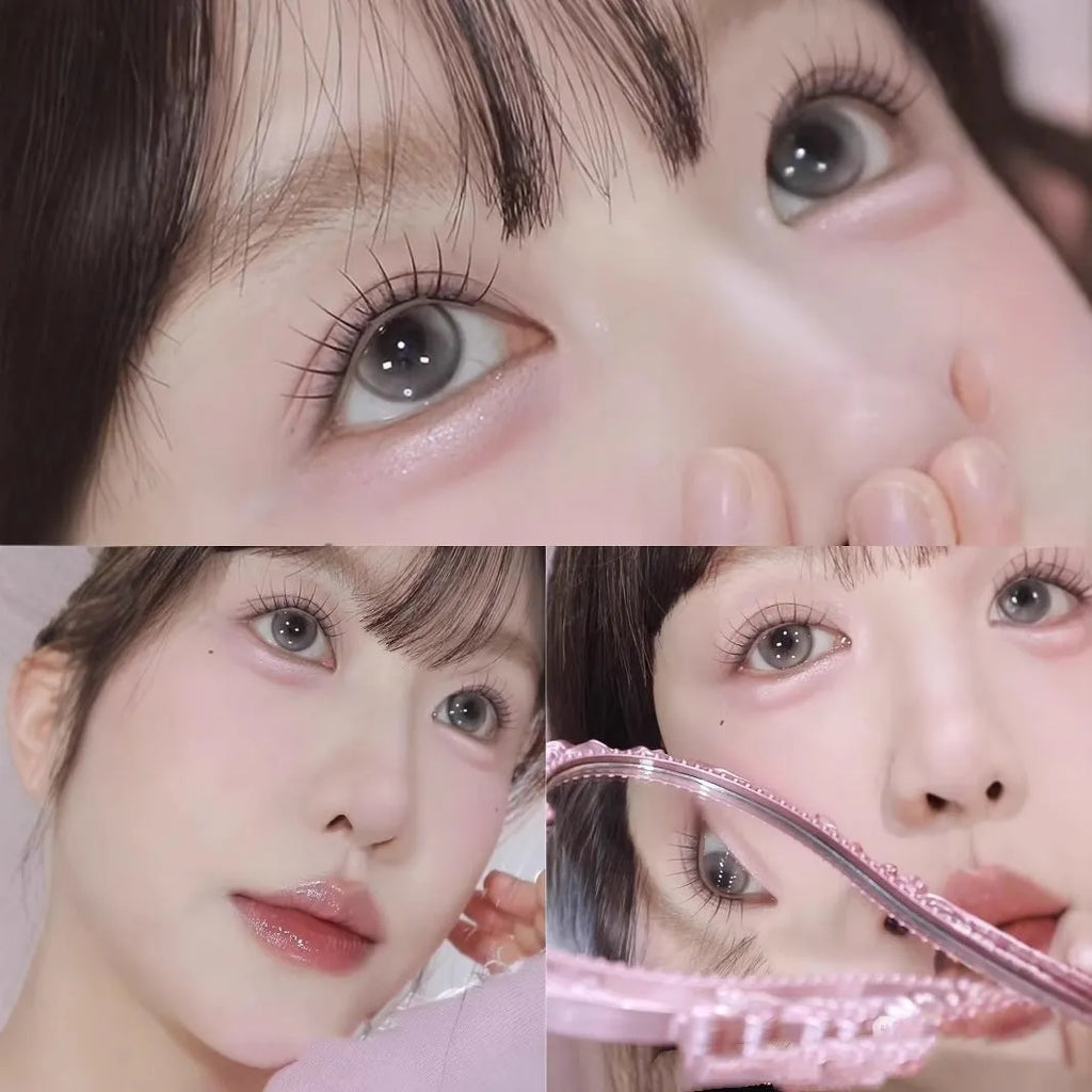 Reusable false eyelash clusters in package with tweezers and glue for application
