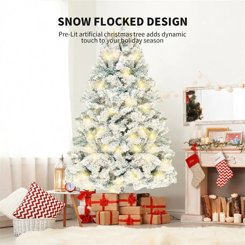 PVC artificial snow Christmas tree with metal stand in green and white colour options