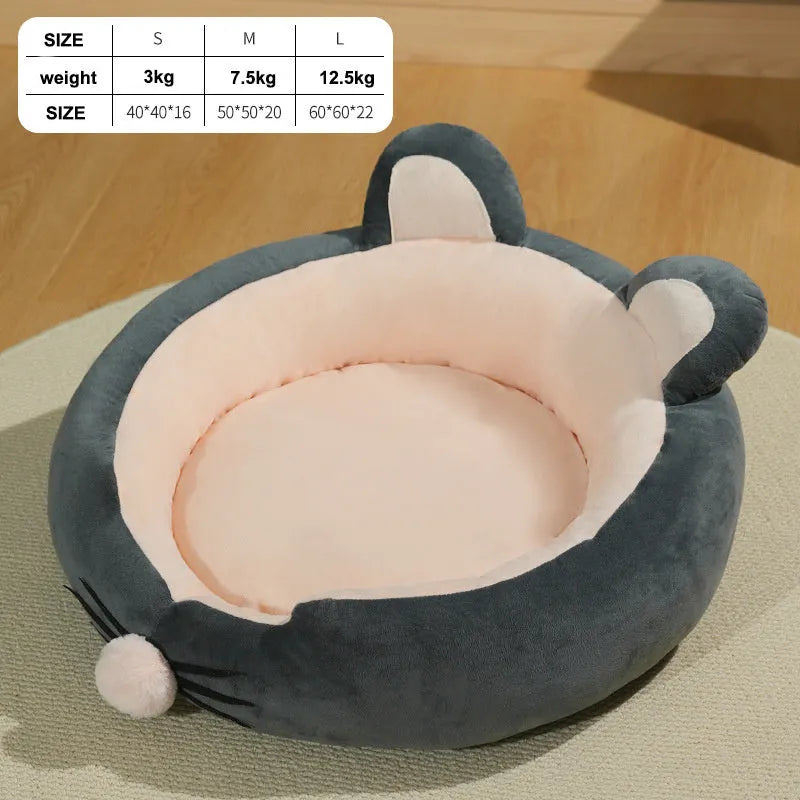Lamb wool pet bed with PP cotton filling in Coffee or Gray, sizes S M L, rectangular calming pad for dogs and cats