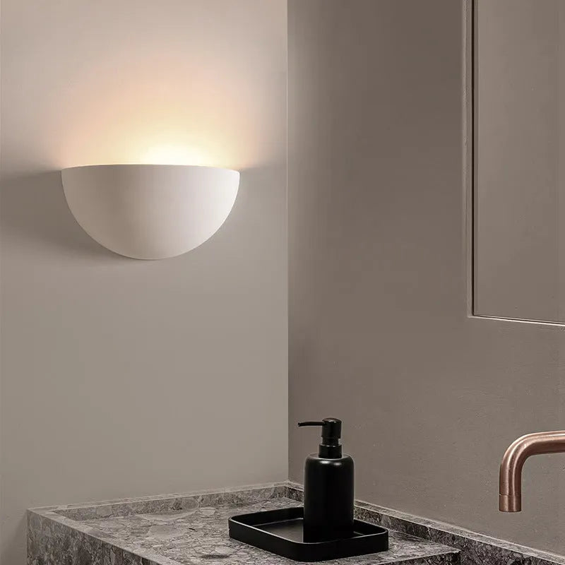 Bedside wall lamp in gypsum aluminium with E27 13W source, switch control, and 3000K or 4000K light colour