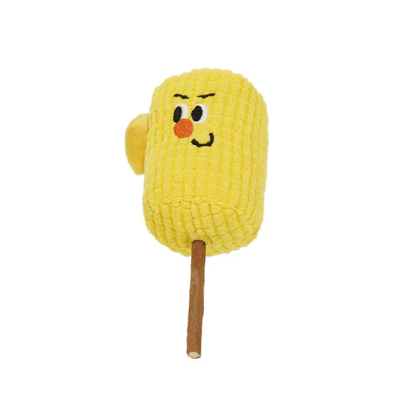 Polio wood corn cob shaped cat chew toy for dental cleaning with catnip, 15cm long