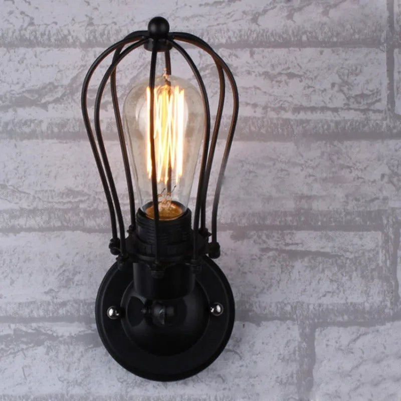 Retro industrial iron wall lamp double head style for corridor staircase aisle