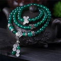 Green agate multi-layer bracelet with 6mm beads on chain design