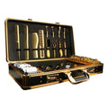 PVC hair tools storage suitcase organiser box in black, white, or gold colour, showing 55cm length.