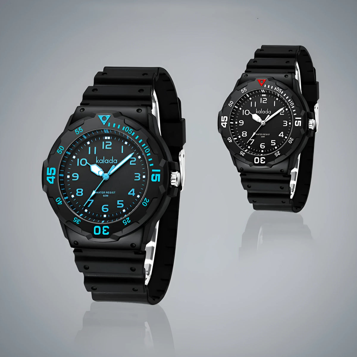 Men's sports luminous pointer quartz watch, casual style, black and blue colour option