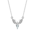 Close-up of a detailed eagle pendant on an adjustable O-ring chain, showcasing 925 silver and electroplated finish.