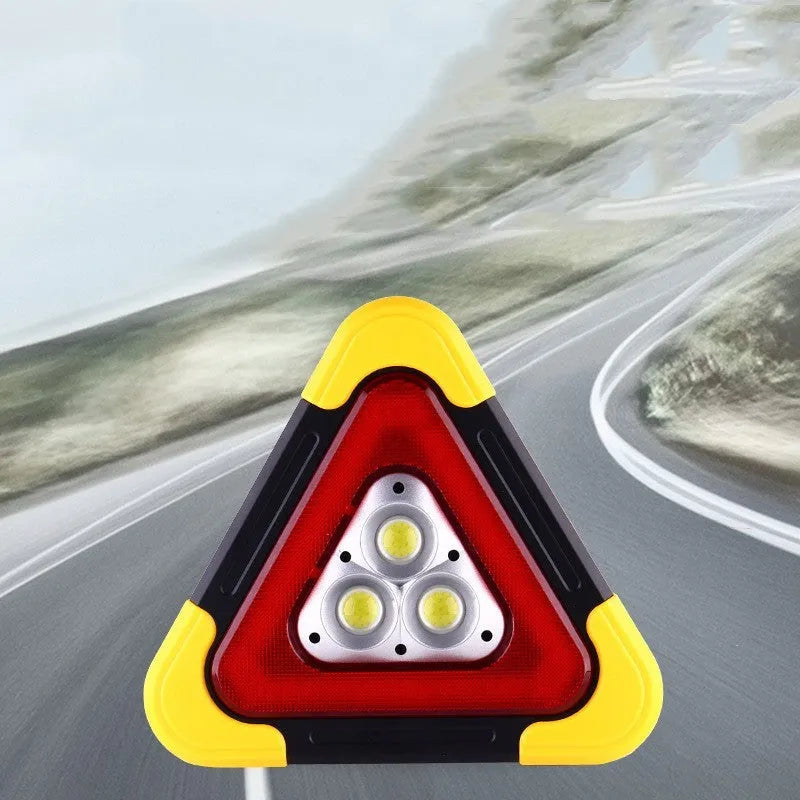 Car mounted tripod warning sign light in picture colour, large or small, with solar charging and 6400mAh battery.