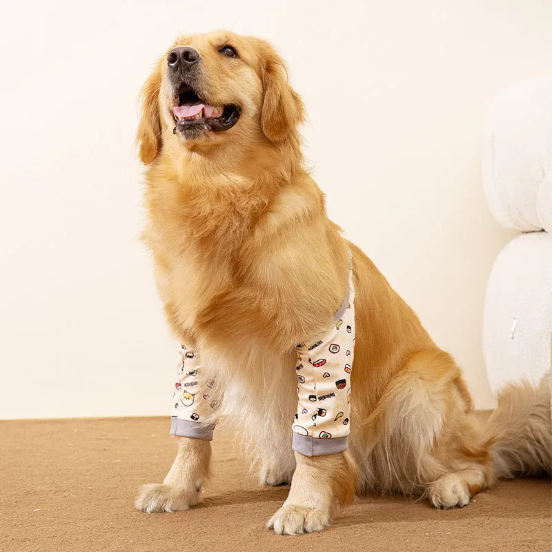Pet knee pads in blue, gray, and yellow, polyester joint protective cover for dogs and cats, sizes L to 3XL