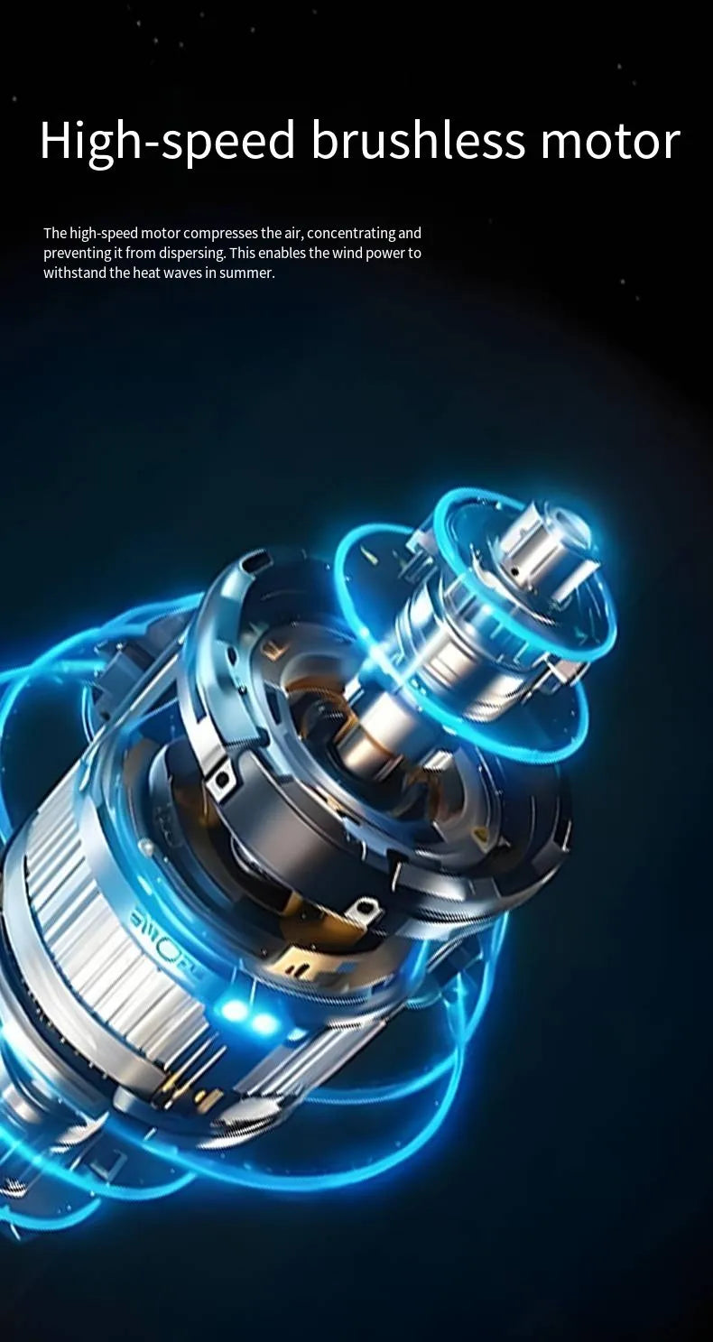 Black 2025 model waist-hung personal fan with waist buckle and neck lanyard for outdoor use.