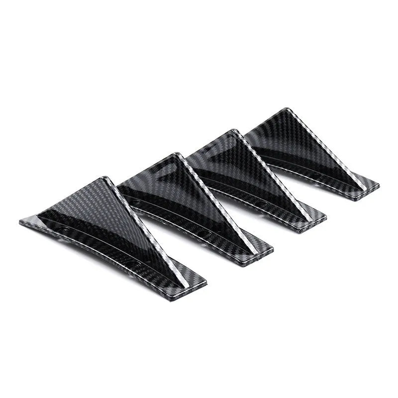 Black triangular car rear spoiler made from ABS plastic, 15cm long, with mounting screws and adhesive
