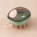 2 in 1 pet bath brush with shampoo dispenser, silicone massage head, non-slip grip, blue or green, 85g