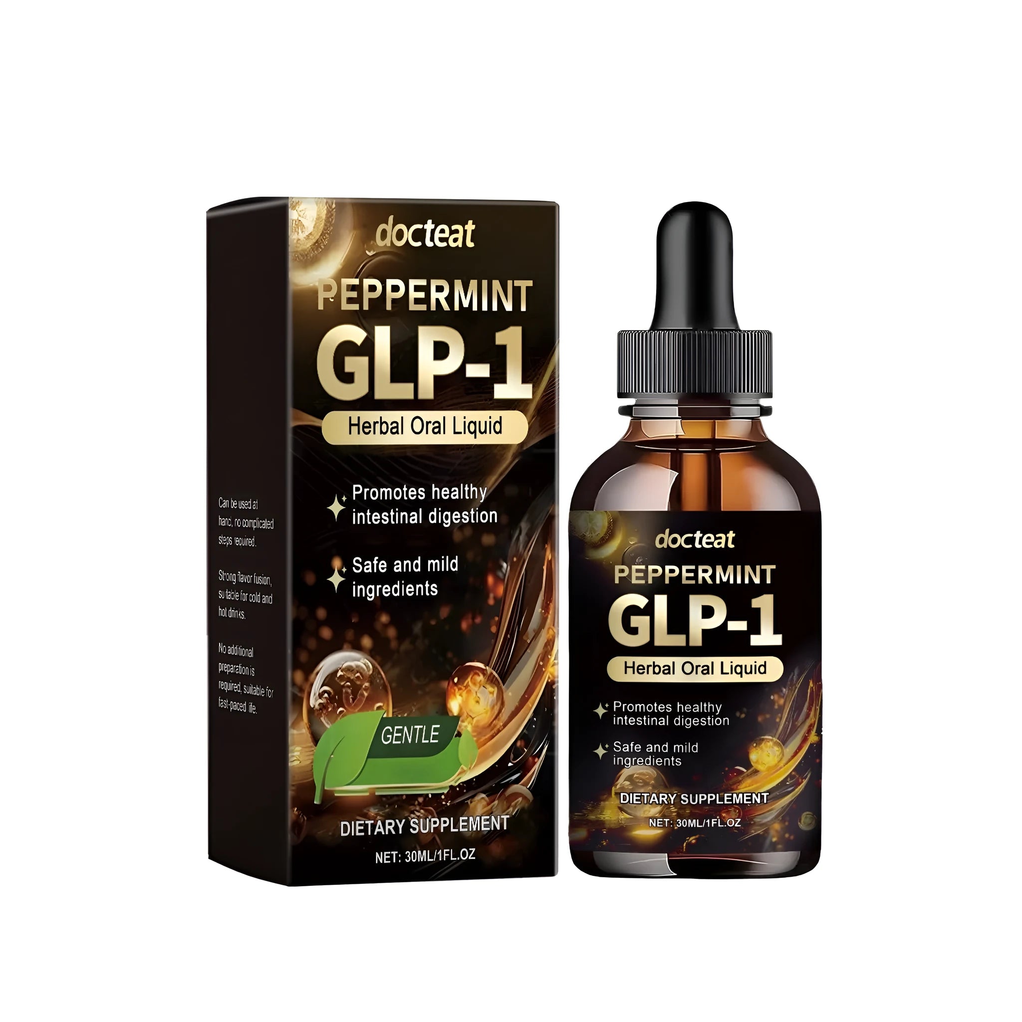 30ml bottle of intestinal health care drops with herbal digestive supplement formula