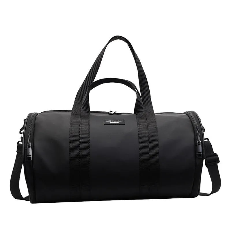 Waterproof Oxford cloth sports handbag in black, dark gold, or dark grey for leisure travel