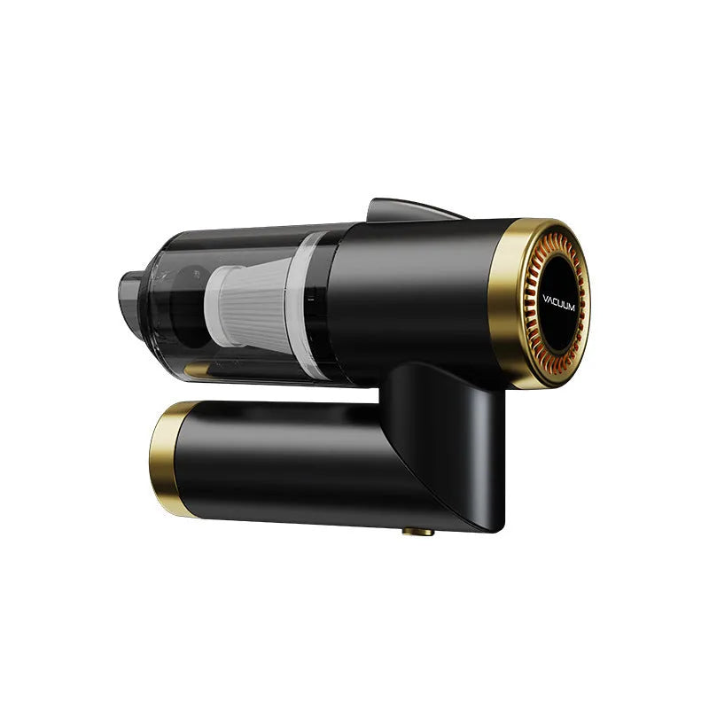 Handheld wireless car vacuum cleaner with USB charging cable in black, white or green colours
