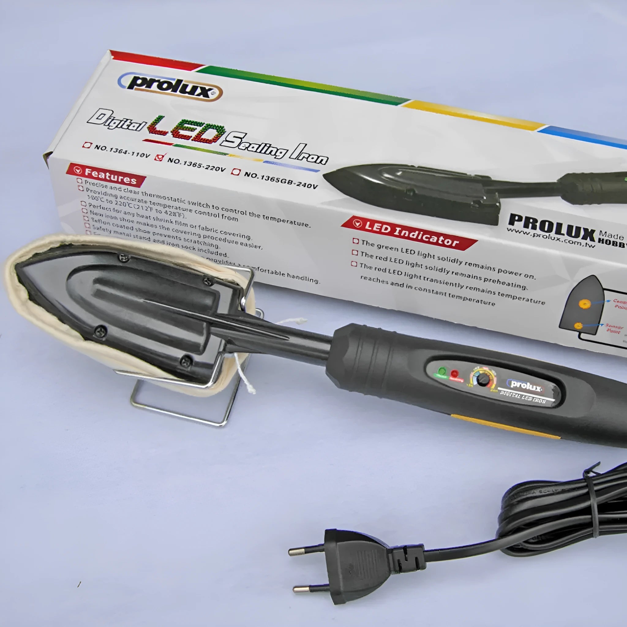 Electronic temperature control hot iron with cotton cover and heat-resistant bracket