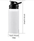 White aluminium cycling water bottle for outdoor sports with 600ml or 750ml capacity