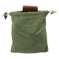 Collapsible leather and canvas foraging bag 22x21cm for mushroom and fruit picking