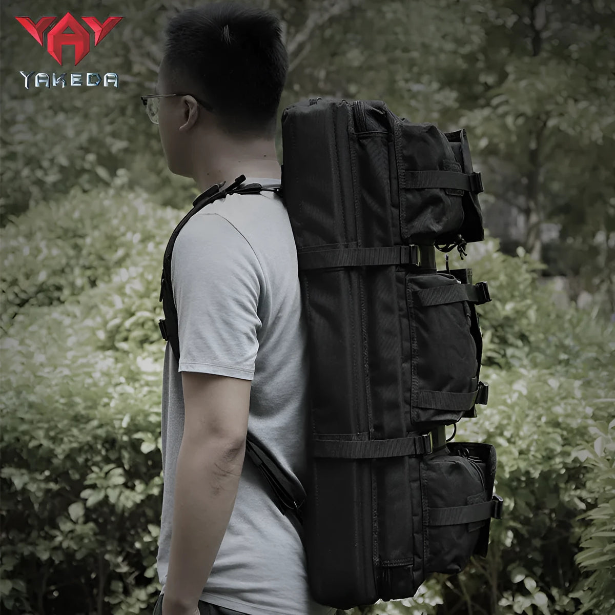 28-inch multi-functional tactical fishing bag polyester black colour outdoor gear storage