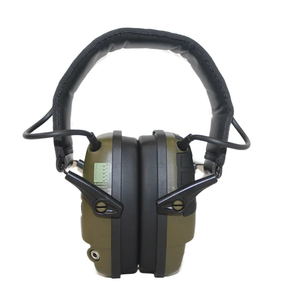 Army green H1 electronic earmuffs with ABS steel construction for hunting and shooting