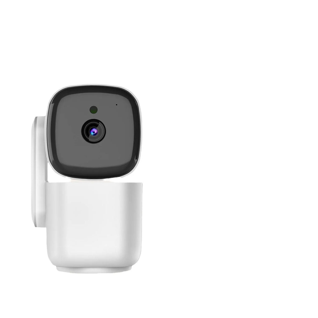 White PTZ home camera with 1080P clarity, night vision, WiFi, and screw fixed bracket for indoor monitoring