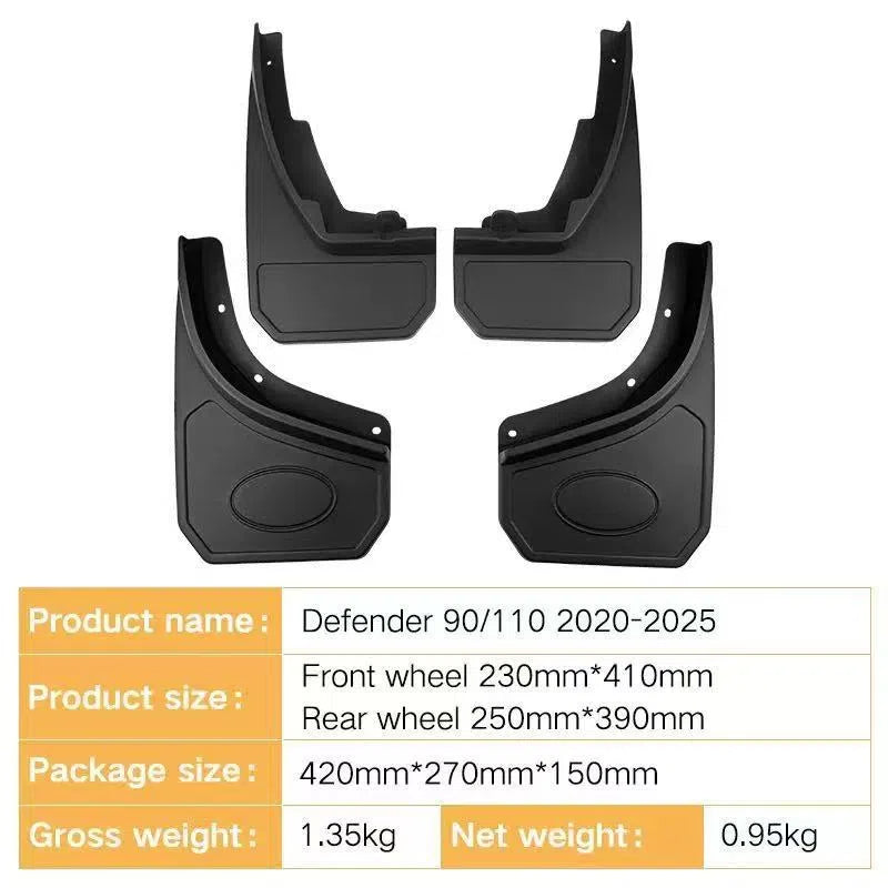 Plastic mudguard set for Land Rover Defender 90/110 large version including screws and buckles