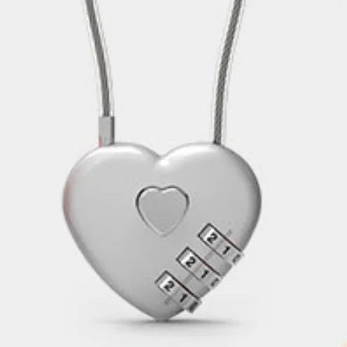 Heart shaped ABS plastic bike lock with steel cable in multiple colour options