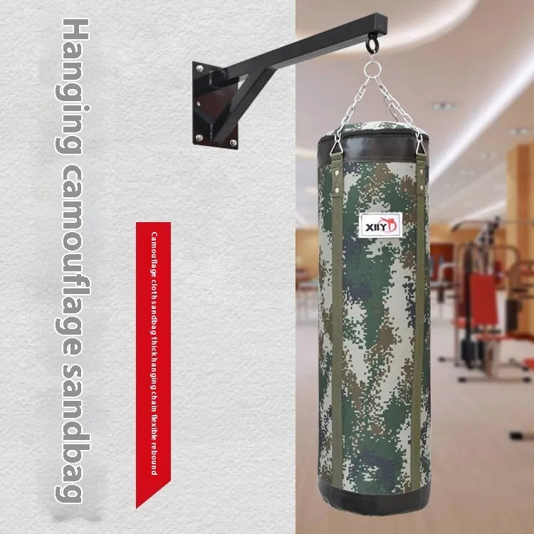 Canvas hanging boxing sandbag in hollow 60cm to 120cm sizes, camouflage or canvas style