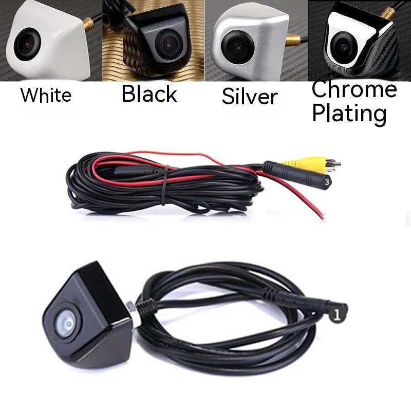 Screw plug-in HD car reverse camera with metal shell, shown in black finish.