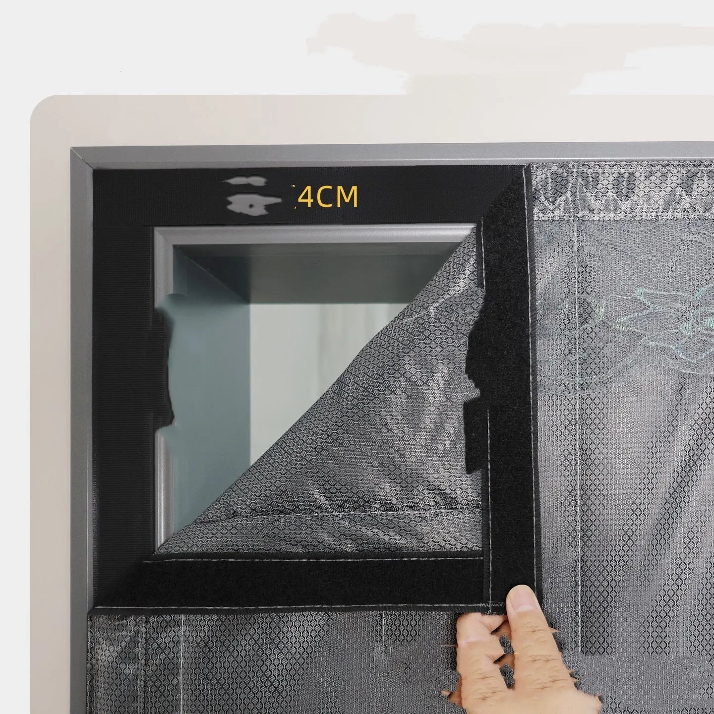 Full seam long magnetic strip cotton door curtain in New Chinese style, showing colour options and magnetic closure.