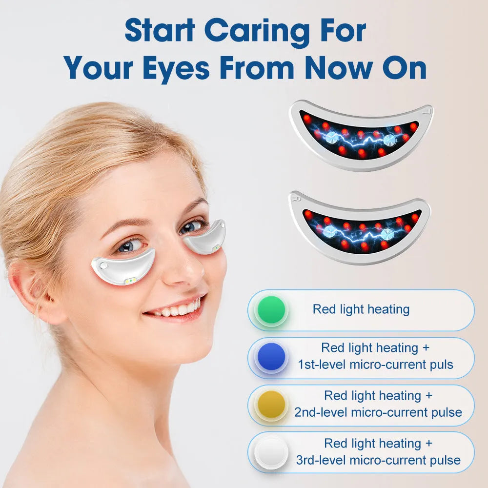 White red light EMS wireless eye beautification instrument for dark circle reduction and facial massage