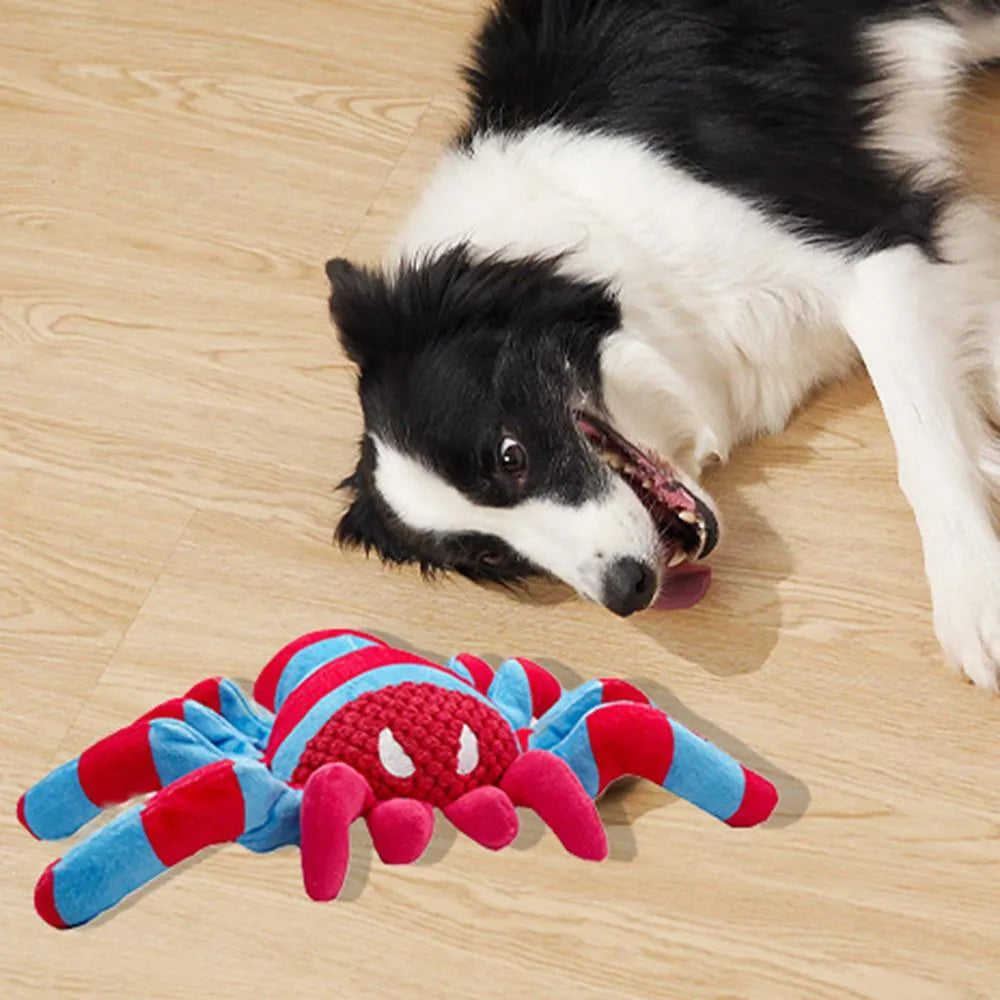 Red teddy dog toy for medium and large dogs with bite-resistant construction and squeaker