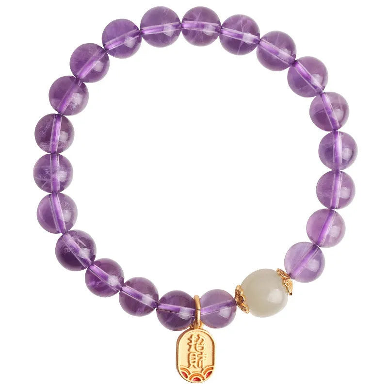 Amethyst colour geometric crystal bead bracelet ornament for women with 8mm beads