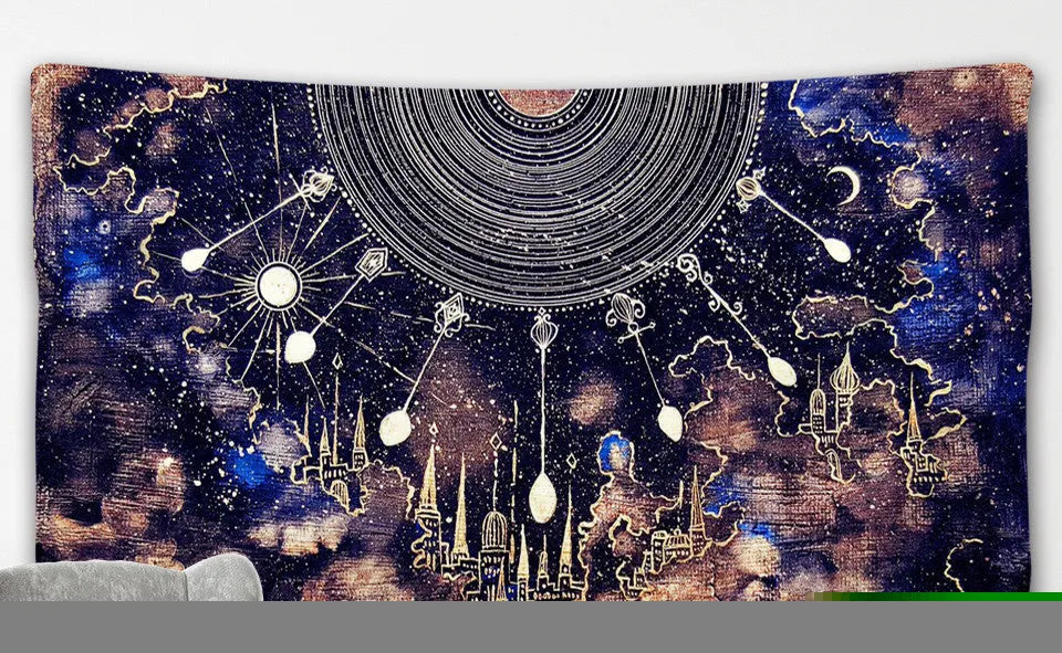 Nordic style polyester tapestry wall hanging with machine-woven construction
