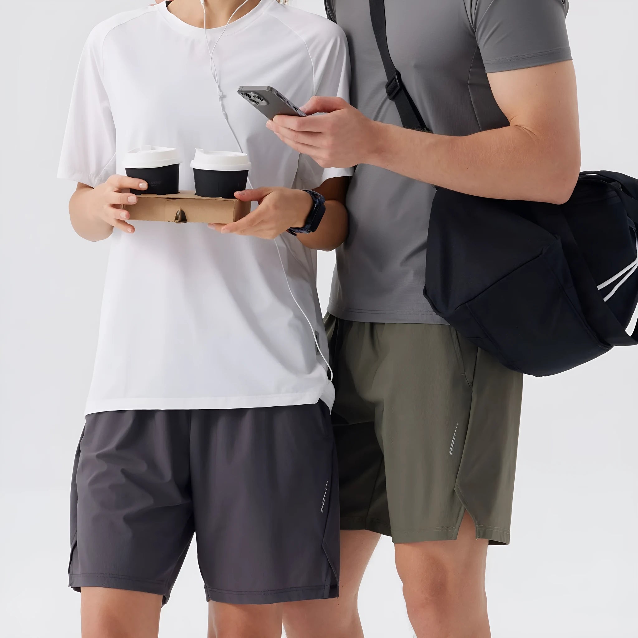 Personality Ice Silk Sports Shorts for men in nylon fabric with mid waist design