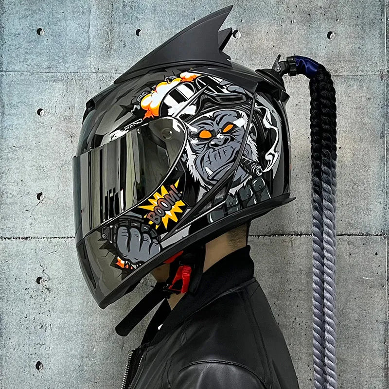 Dirty Braids full-face motorcycle helmet with graphic design options on an ABS shell.