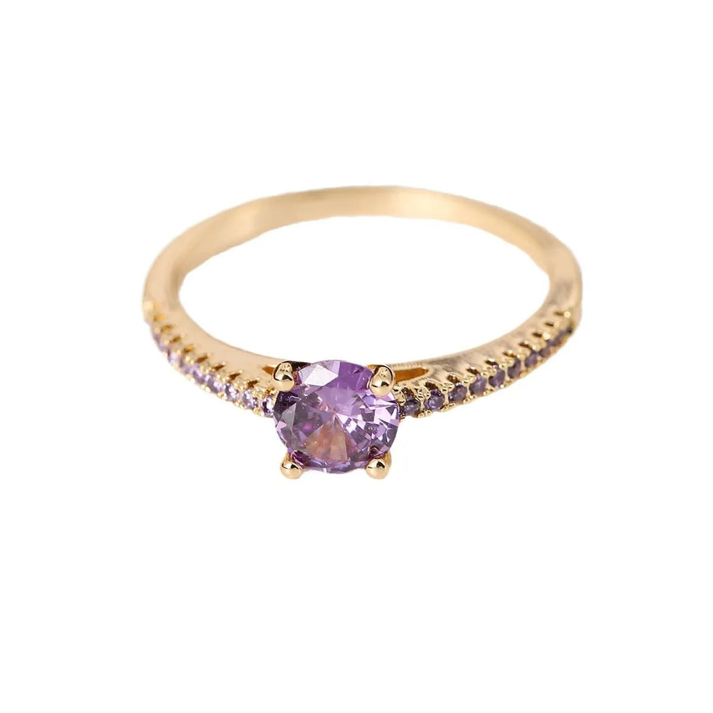 Geometric hexagonal cubic zirconia ring with electroplated copper band in a choice of ten colours.