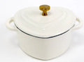 Heart-shaped cast iron enamel soup pot in Milk White colour, 11cm diameter, with lid