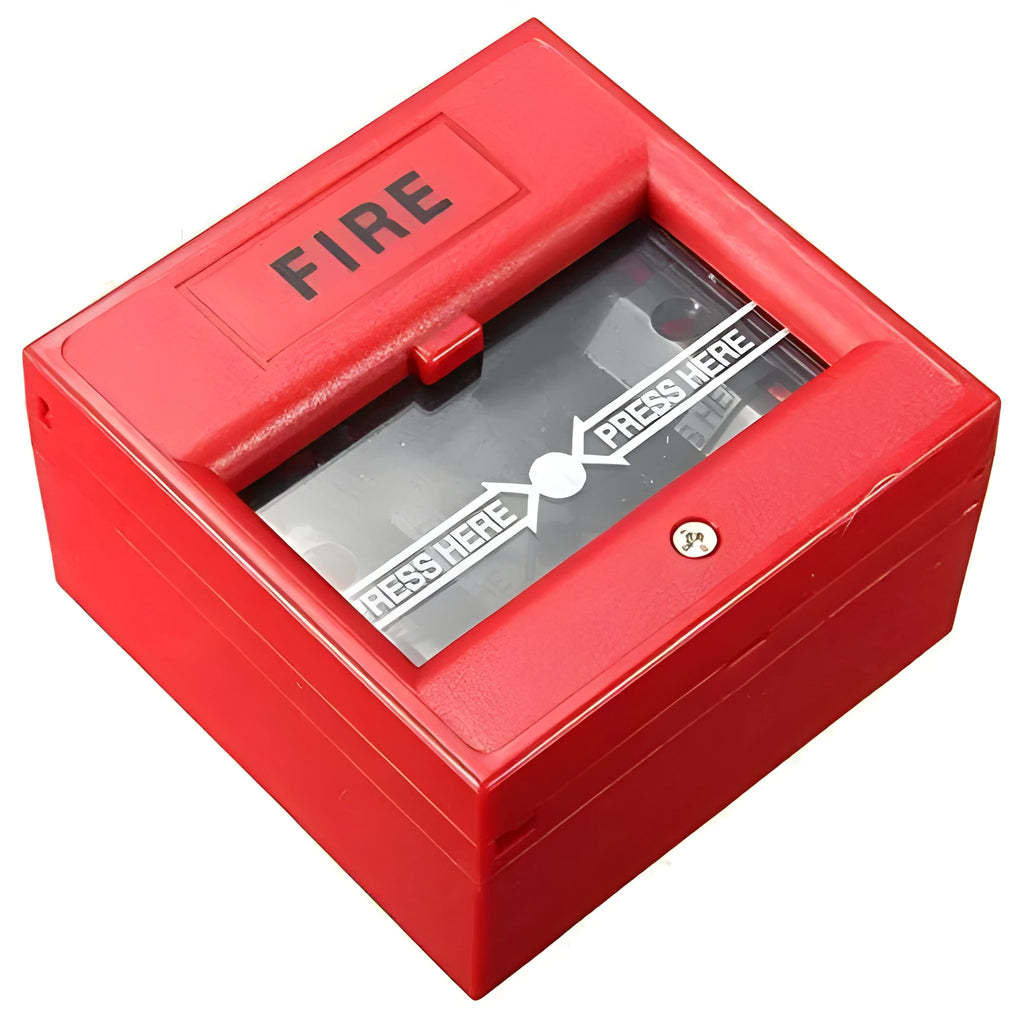 Red wired fire alarm button, 24VDC manual call point with fireproof housing