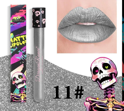 Halloween DR160 skull test tube lip gloss with waterproof matte formula in 12 shade options