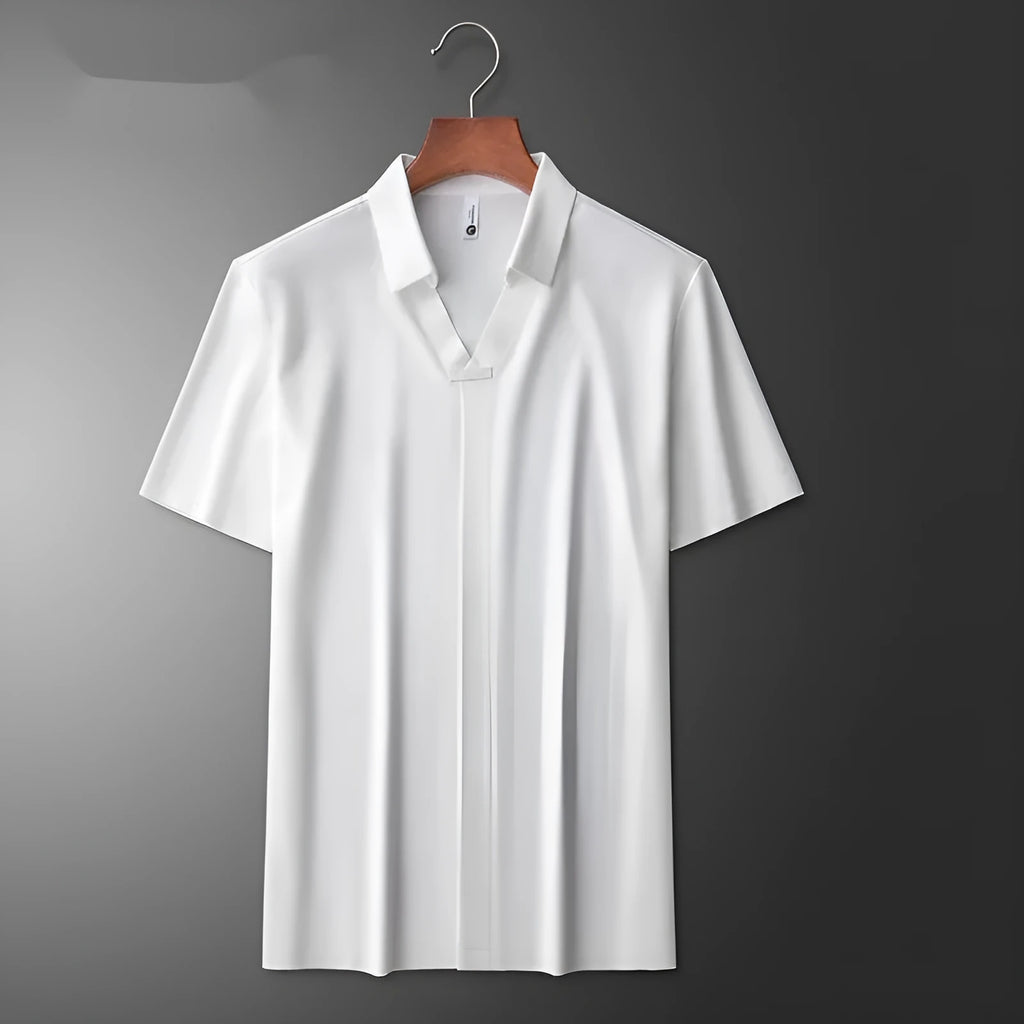 Men's slim fit lapel polo short-sleeved t-shirt in cotton blend fabric