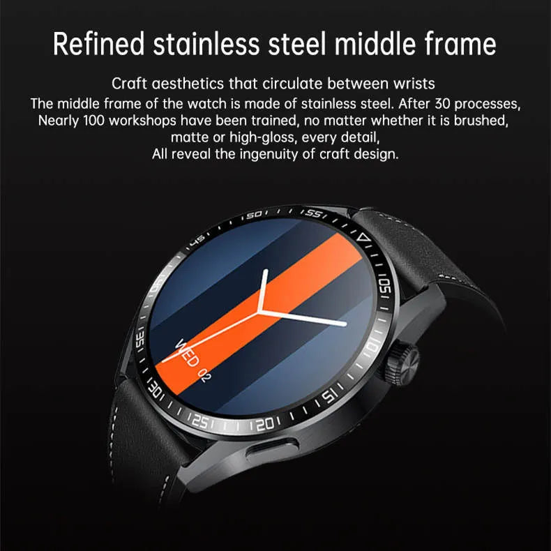 GS3 Max Smart Watch in Black or Silver with 1.35-inch screen on silicone strap