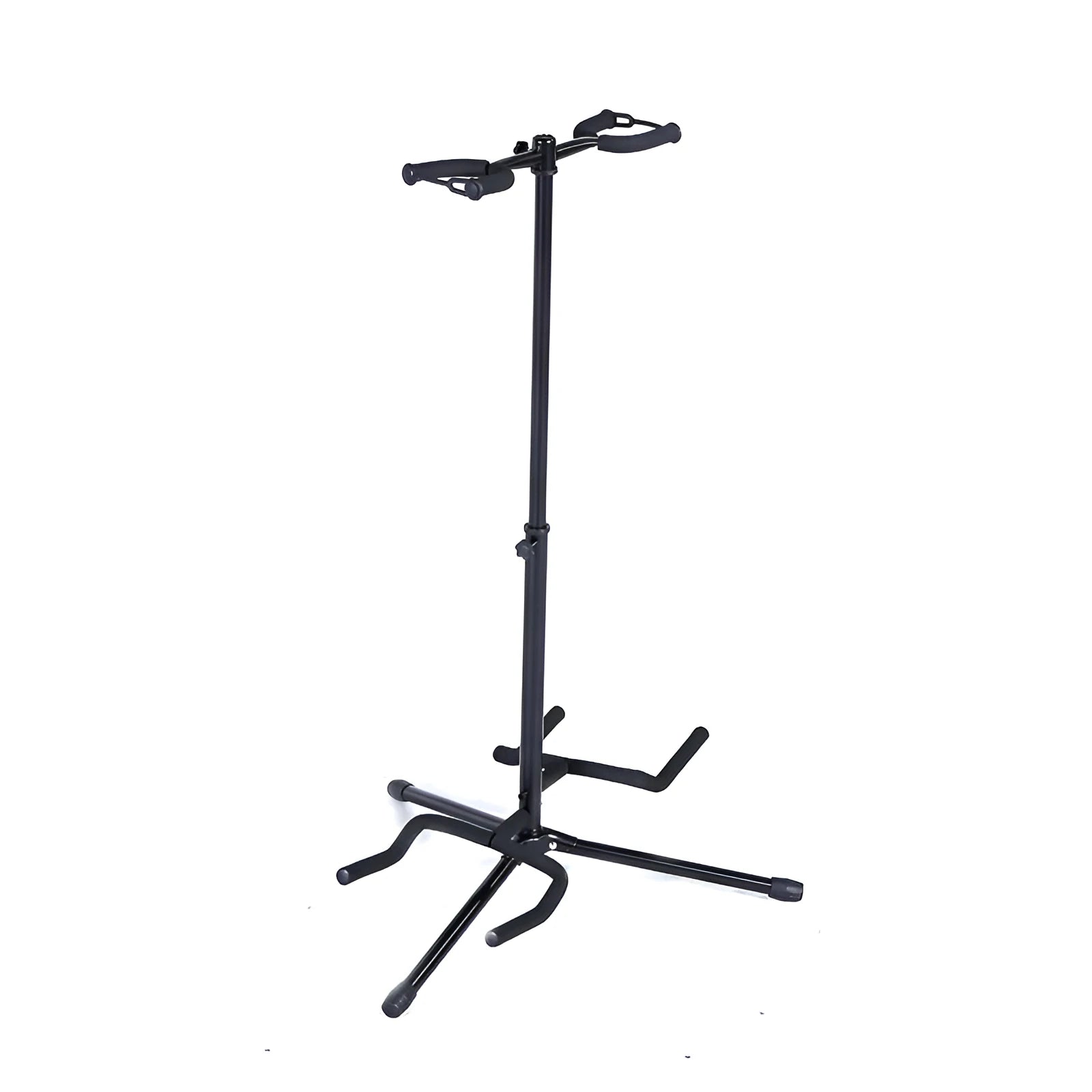 Black iron vertical double-headed adjustable guitar stand for acoustic and electric guitars