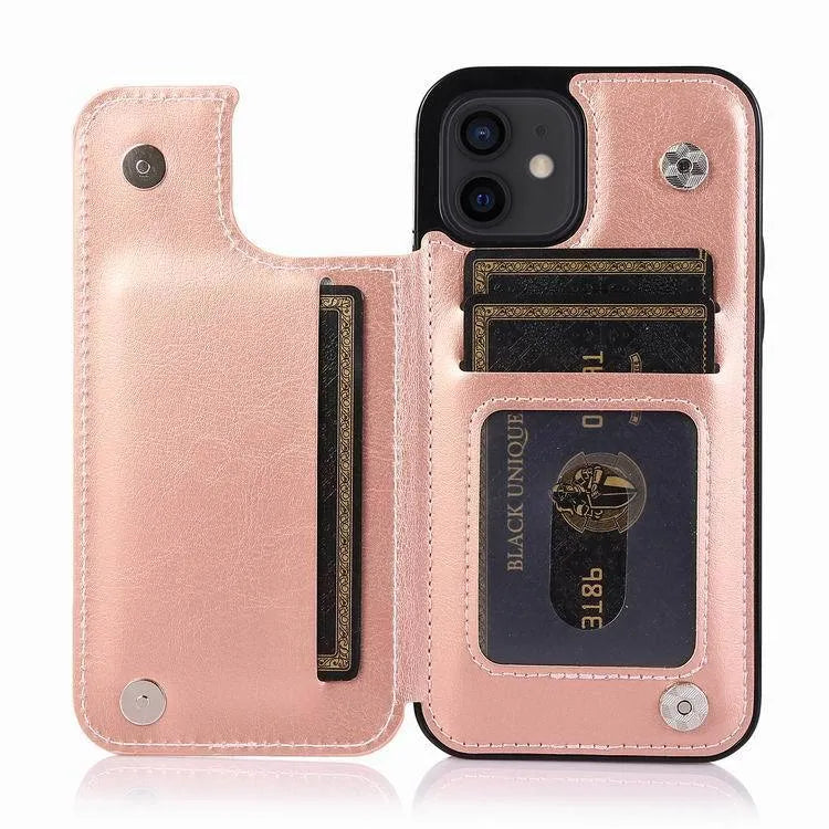 Crazy Horse pattern leather double buckle holster phone case for iPhone 13 in multiple colour options