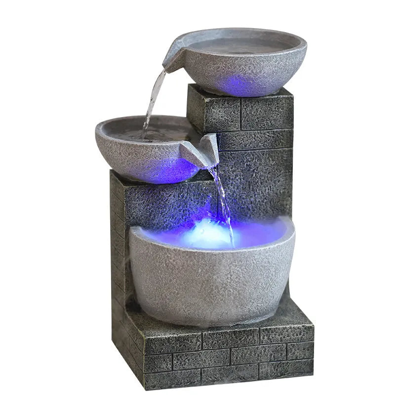 Desktop fountain humidifier hand painted resin light grey 43cm tall 220V US