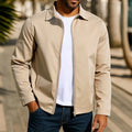 Men's zipper-front cardigan jacket with raglan sleeves in polyester blend fabric