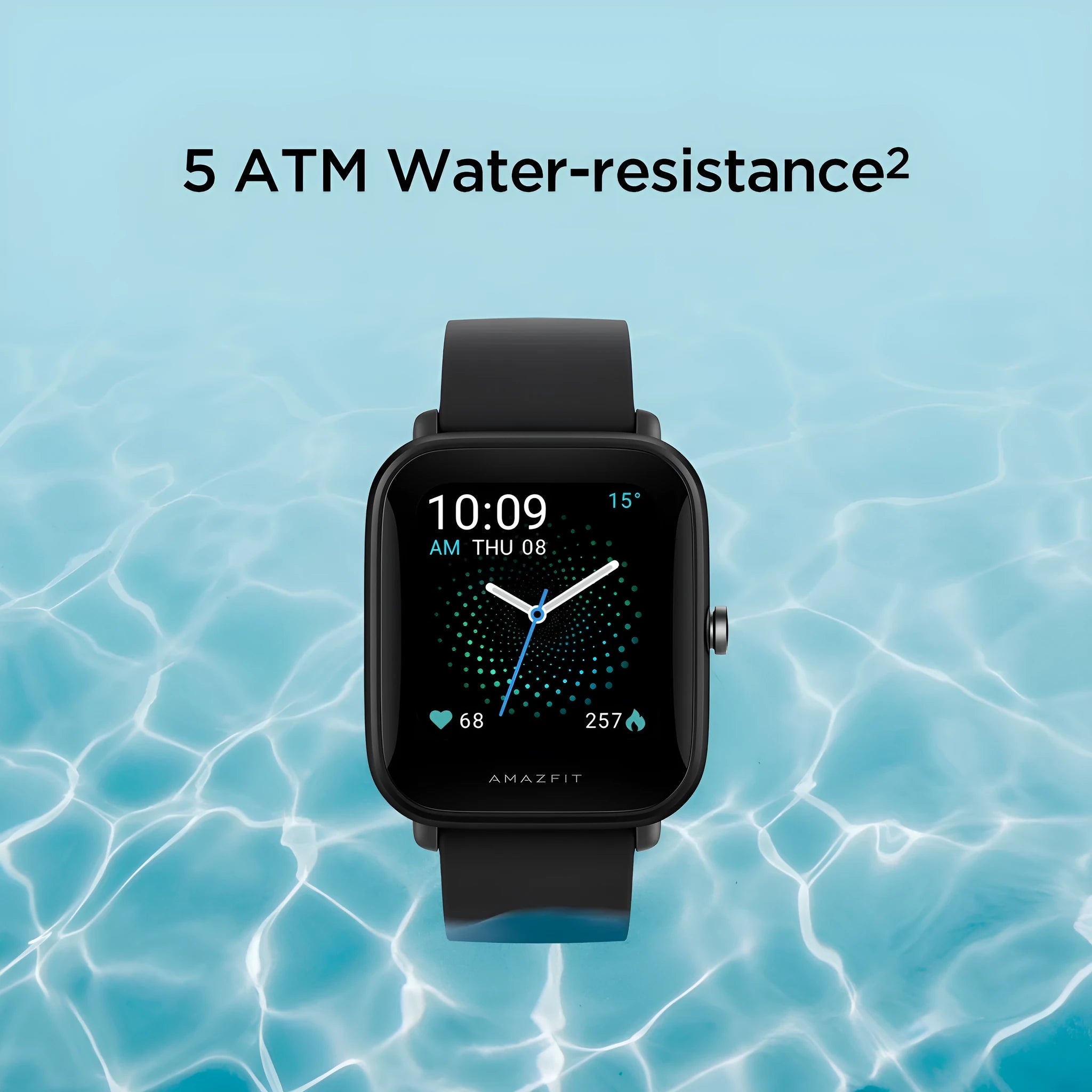 Smart watch with green silicone strap showing blood oxygen monitoring on a colour screen