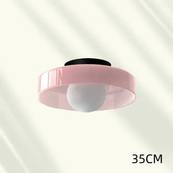 Modern round glass ceiling light with 25cm diameter shade, shown in a white finish.