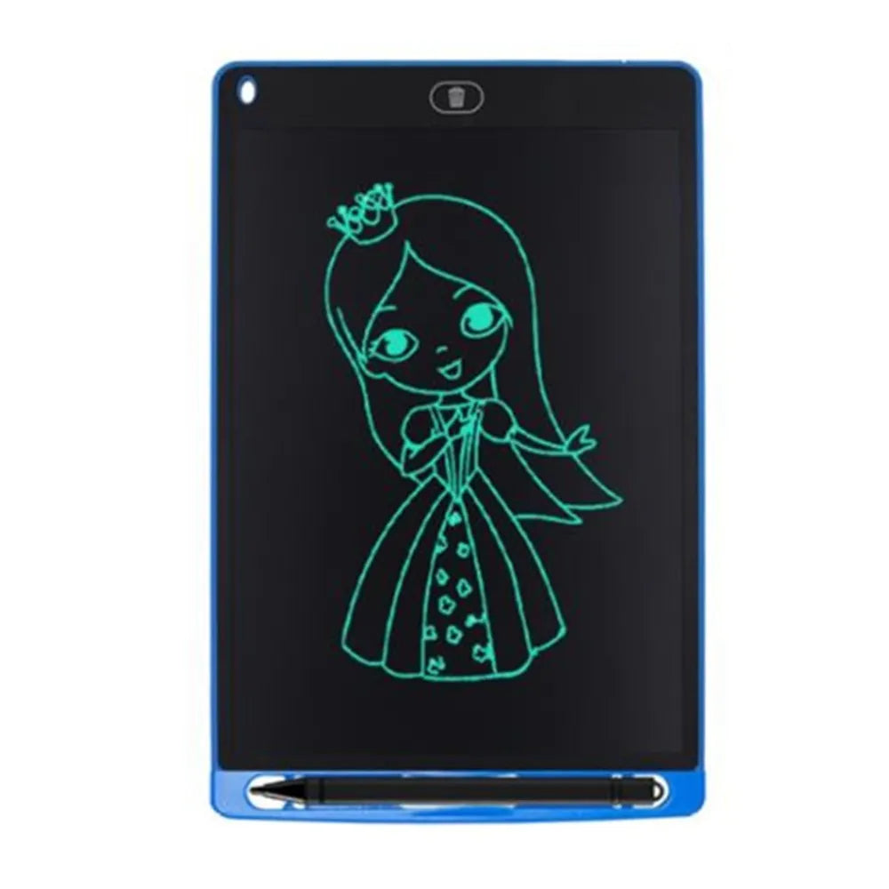 8.5 inch LCD electronic drawing board writing tablet in blue with pen, one-button lock and clear screen functions