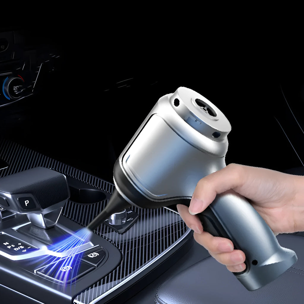 Car mounted brushless handheld inflatable vacuum cleaner with charging base and EVA bag
