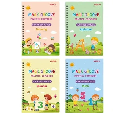 Children's English handwriting practice copybook with groove magic pen and ten refills